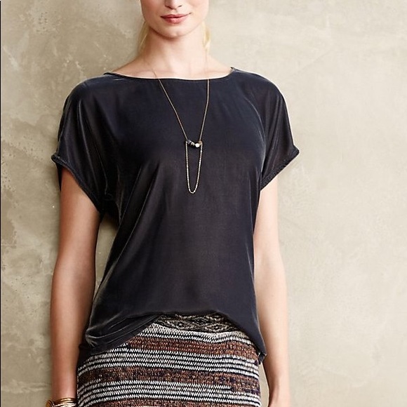Anthropologie Tops - Anthropologie Dolan Velvet Facade Gray Tee Top